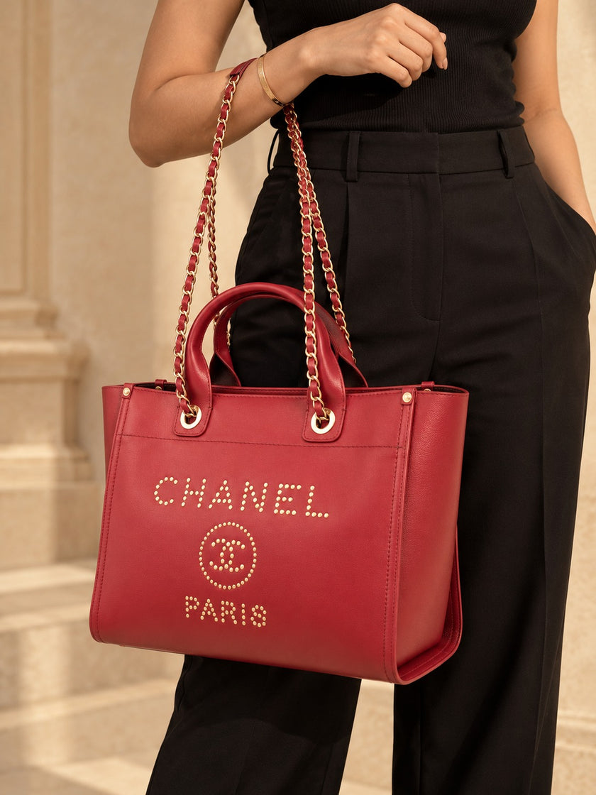 CHANEL Medium Studded Deauville Tote