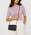 [At India] TORY BURCH Women's Fleming Soft Metallic Square Quilt Chain Wallet, Black