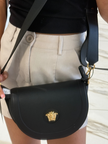 VERSACE Grained Calfskin La Medusa Small Shoulder Bag - Black image