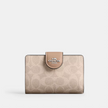 COACH Medium Corner Zip Wallet In Signature Canvas - Silver/Sand/Taupe image