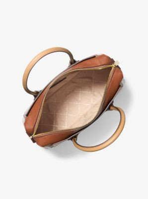 MICHAEL KORS Mercer Medium Color-Block Belted Satchel CAMEL MLT image 1
