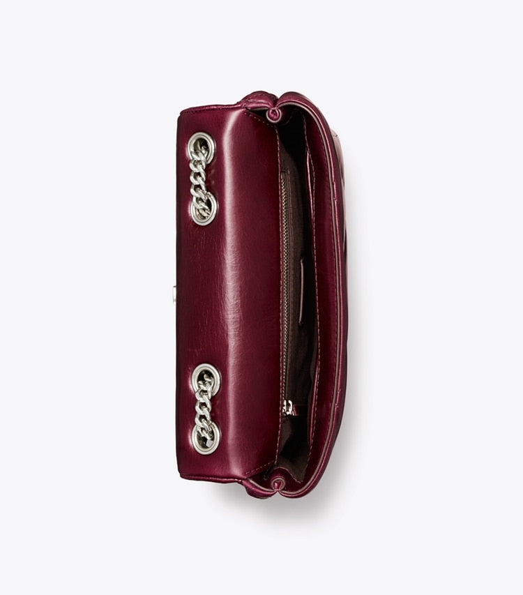 [AT DELHI] TORY BURCH Small Kira Diamond Quilt Distressed Shoulder Bag - Dark Carmine image 3