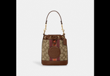 COACH mini dempsey bucket bag in signature jacquard with stripe and Patch image 10