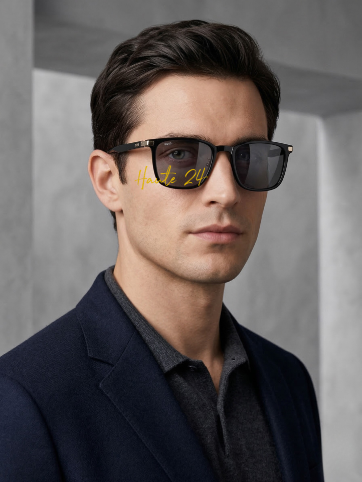 [ARRIVING] HUGO BOSS Grey Rectangular Men's Sunglasses image 1