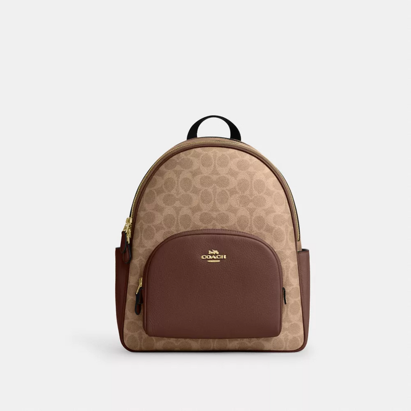 Coach Court Backpack In Signature Canvas - Gold/Tan/Brown image