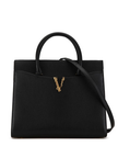 VERSACE Grained Calfskin Large Virtus Top Handle Shoulder Bag image 2
