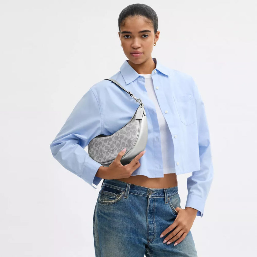 COACH Aria Shoulder Bag In Signature Canvas - Gray/Silver image 1