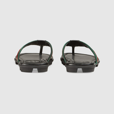 GUCCI Leather And Web Ribbon Flip-flops image 2