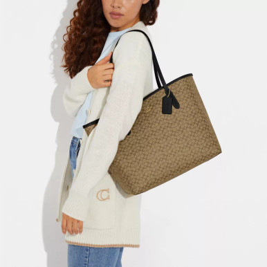 COACH City Tote Bag In Micro Signature Canvas image 1