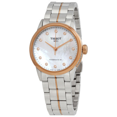 TISSOT  Luxury Automatic Diamond White Mother of Pearl Dial Ladies Watch image 1