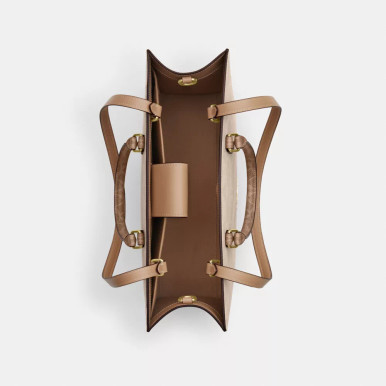 COACH Maggie Tote Bag In Blocked Signature Canvas - Gold/Sand/Tan image 3