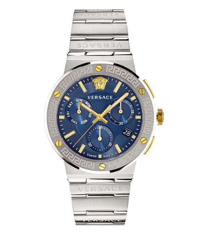[AT DELHI] VERSACE Greca Logo Chronograph Quartz Blue Dial Men's Watch image 0