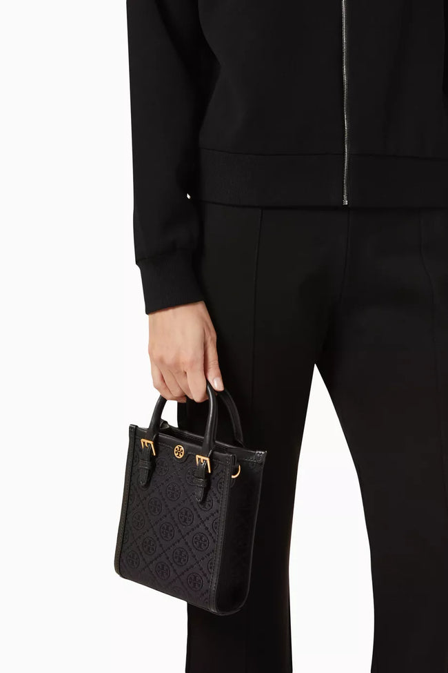 [AT DELHI] TORY BURCH T Monogram Mini N/s Tote Bag - Black image 1