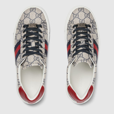 GUCCI  Ace Sneakers With Web Stripe For Women - Blue Red image 2