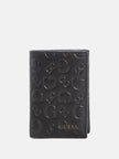 Guess Debossed Logo Trifold Wallet - Black image 0