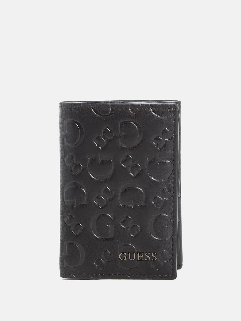 Guess Debossed Logo Trifold Wallet - Black image 0