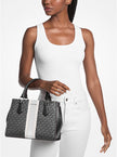 MICHAEL KORS Marilyn Medium Signature Logo Stripe Satchel - Black image 1