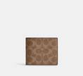 [AT DELHI] COACH Id Billfold Wallet In Signature Canvas - Tan/Black image 2