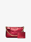 [AT DELHI] MICHAEL KORS Jet Set Medium Metallic Logo Debossed Pochette and Card Case Gift Set - Cherry image 3