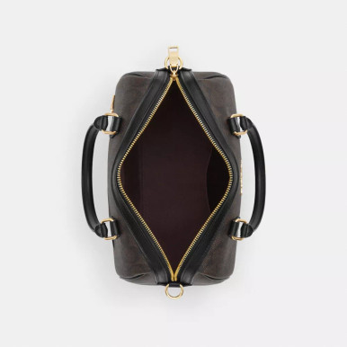 COACH Rowan Satchel Bag In Signature Canvas -  Gold/Walnut/Black image 1