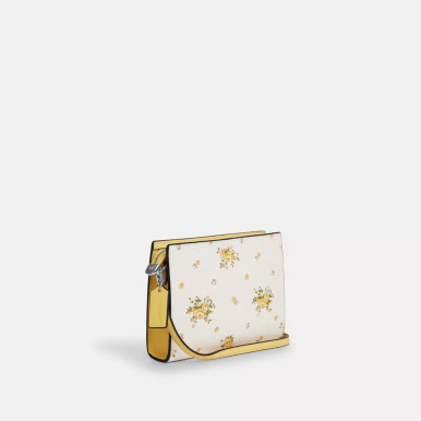 COACH Slim Crossbody Bag In Signature Canvas With Floral Print - Silver/Chalk Multi image 0