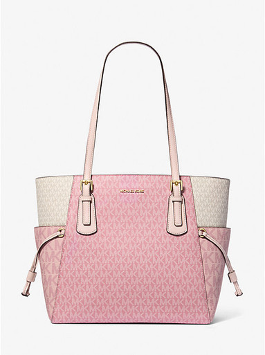 MICHAEL KORS  Voyager Large Color-Block Signature Logo Tote Bag - Pwd Blsh Mlt image 2