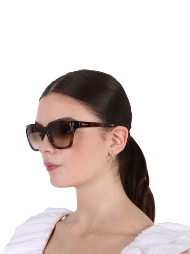 SALVATORE FERRAGAMO  Grey Rectangular Ladies Sunglasses image 0