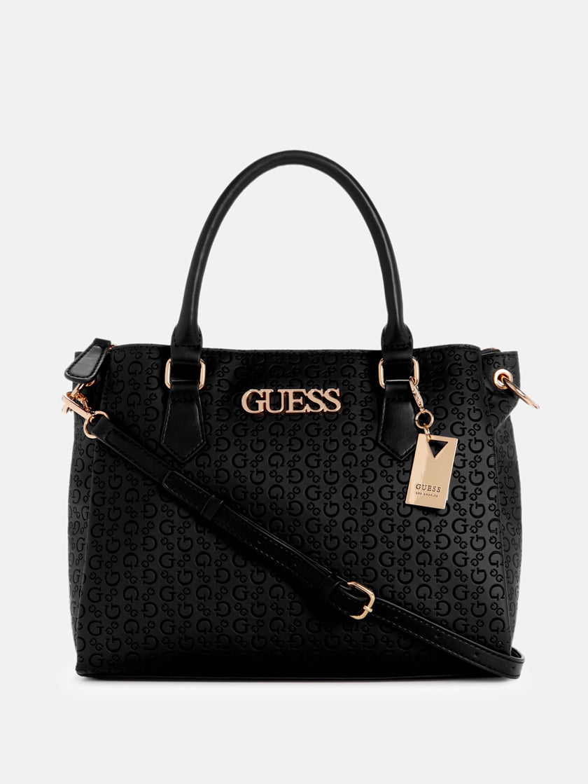 Guess Zakaria Debossed Logo Satchel - Black image 0