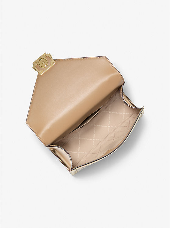 MICHAEL KORS Whitney Medium Embellished Metallic Shoulder Bag - Pale Gold image 2