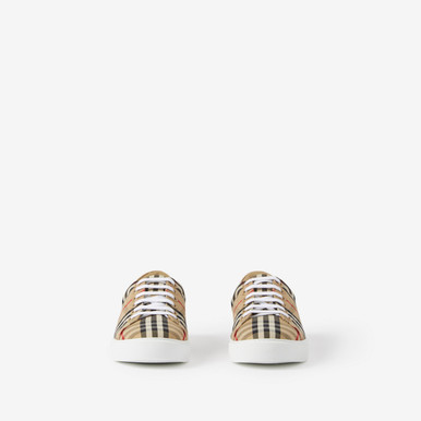 BURBERRY Check and Leather Sneakers image 1