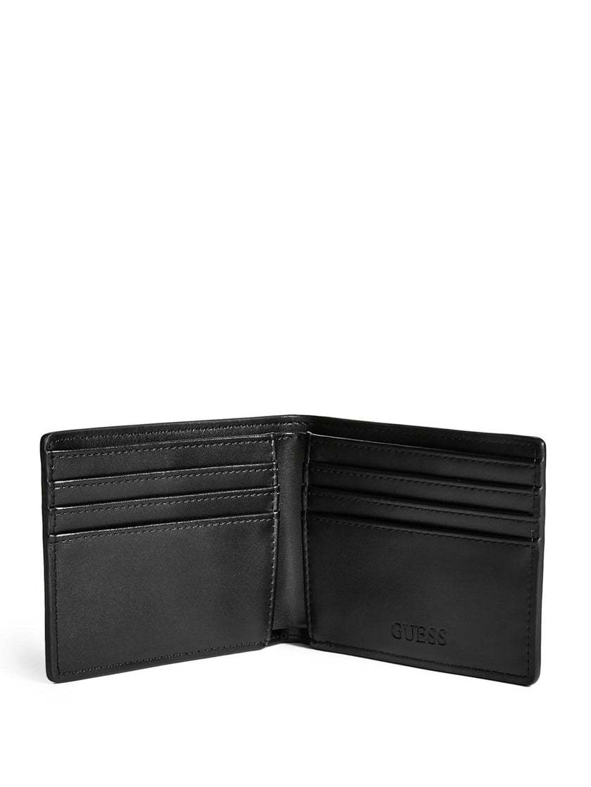 Guess Slim Logo Striped Bifold Wallet - Black image 2