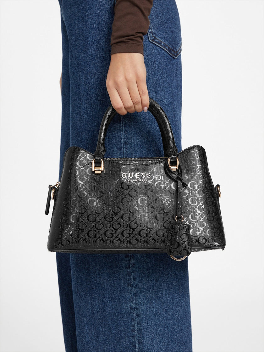 Guess Kiran Logo Shine Satchel - Black image 1