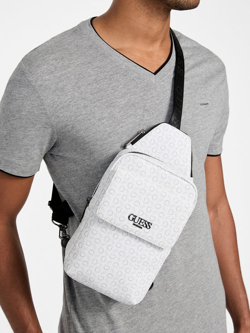 Guess Gio Logo Men'S Sling Bag - White image 1