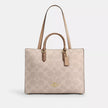 COACH Maggie Tote Bag In Blocked Signature Canvas - Gold/Sand/Tan image 0