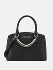 Guess Jeanine Faux-Pearl Charm Satchel - Black image 0