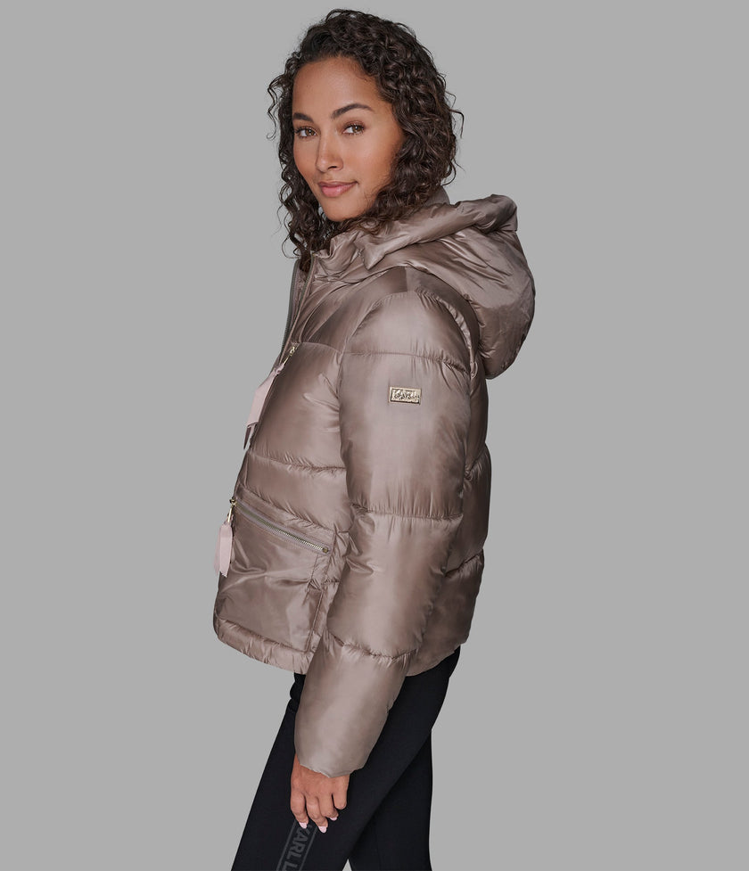 KARL LAGERFELD Short Hooded Puffer (Arriving In Delhi) image 1