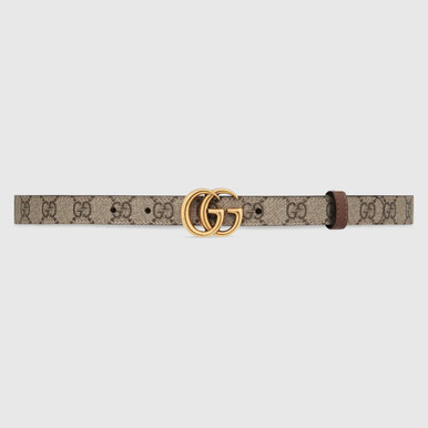 GUCCI  Gg Marmont Reversible Thin Belt - Beige image 4