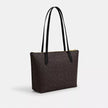 COACH Fiona Zip Tote Bag In Signature Canvas - Gold/Walnut/Black image 3