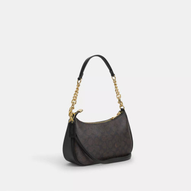 COACH Teri Shoulder Bag In Signature Canvas - Gold/Walnut/Black image 1