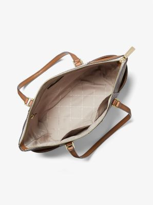 MICHAEL KORS Charlotte Large Logo and Leather Top-Zip Tote Bag - Vanilla image 2