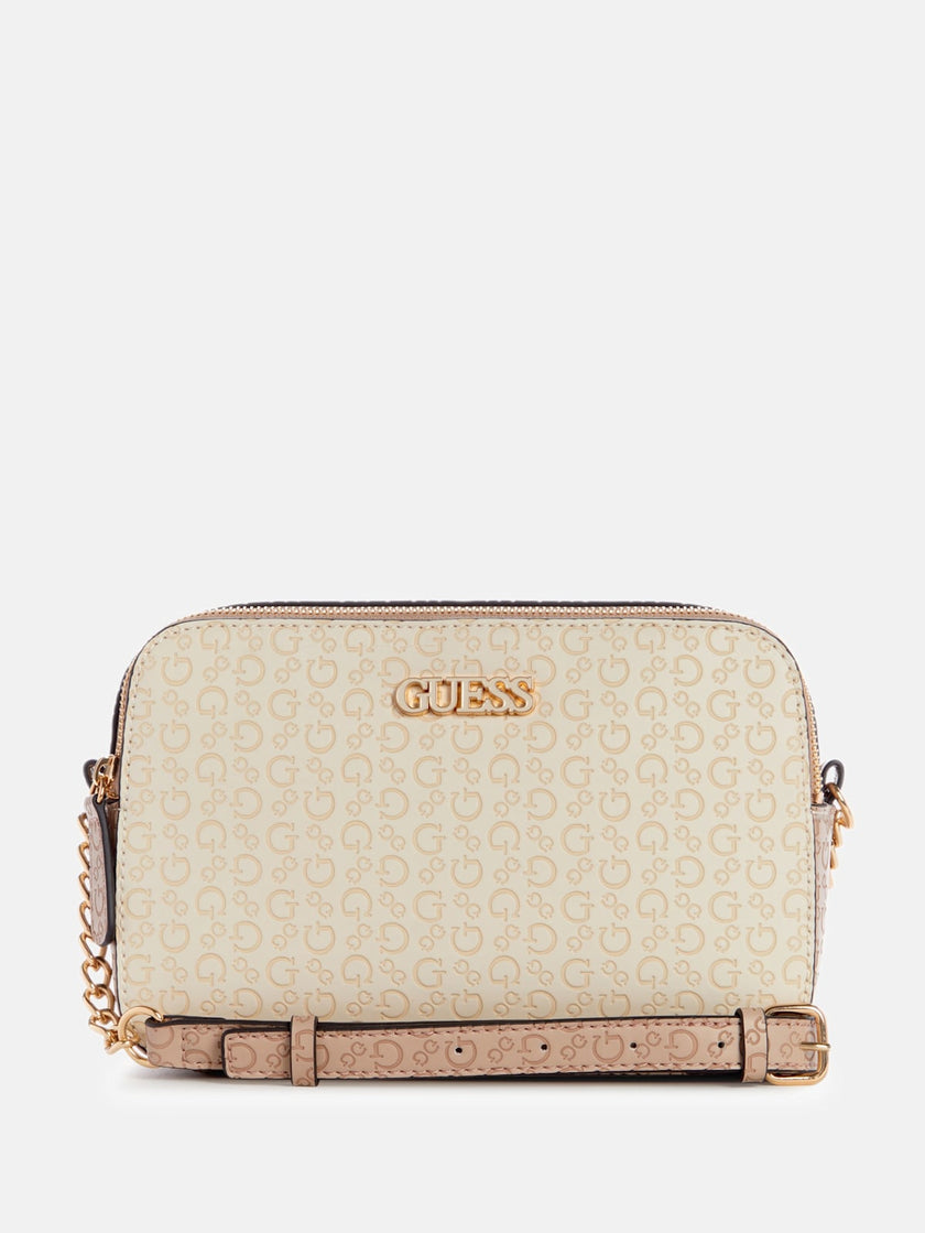 Guess Zakaria Debossed Logo Double-Zip Crossbody - Neutral image 4