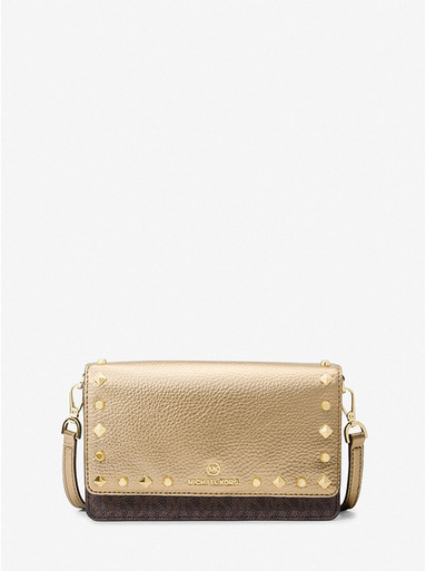MICHAEL KORS Jet Set Small Studded Metallic and Logo Smartphone Crossbody Bag image 3