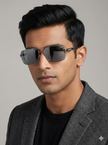 Burberry Grey Rectangular Men's Sunglasses image 0