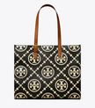 TORY BURCH T Monogram Contrast Embossed Tote - Black /White image 1