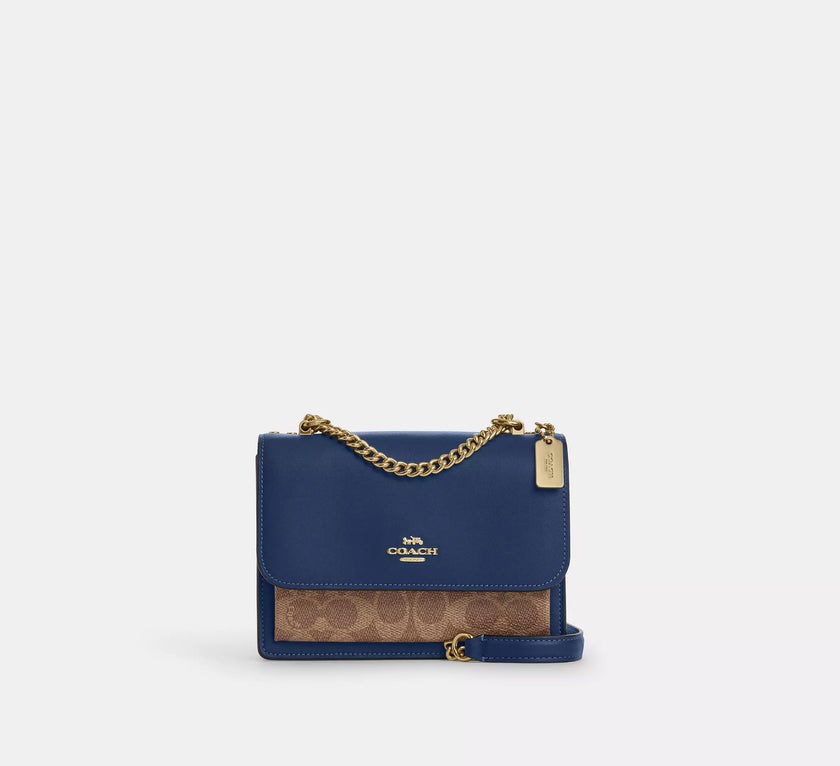 [AT DELHI] COACH Mini Klare Crossbody Bag In Signature Canvas - Deep Blue/Tan image 0