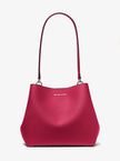 MICHAEL KORS Pratt Medium Two-Tone Metallic Signature Logo Shoulder Bag - Dark Raspberry image 0