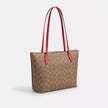 COACH Fiona Zip Tote Bag In Signature Canvas - Gold/Tan/Carnation image 2