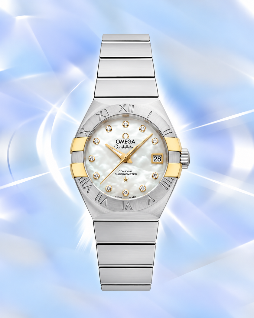 [Brand New] Omega Constellation Brushed Co-Axial Diamond Mother-of-Pearl Dial 123.20.27.20.55.005 27 mm