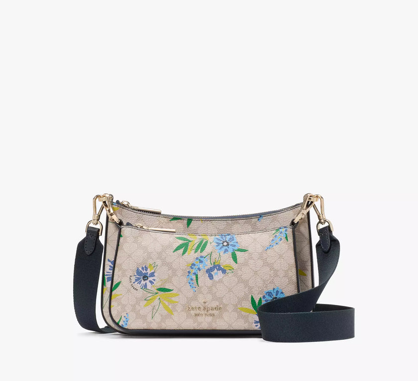 KATE SPADE Duet Spade Flower Floral Crossbody Blazer Blue Multi image 0