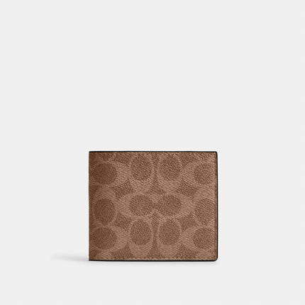 COACH Id Billfold Wallet In Signature Canvas - Tan/Black image 0